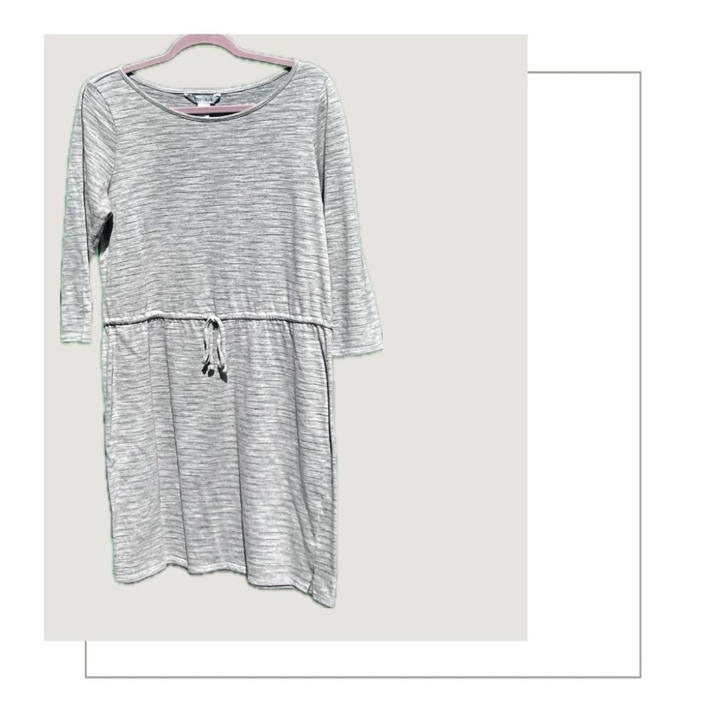 Gray Striped Blouson Dress
